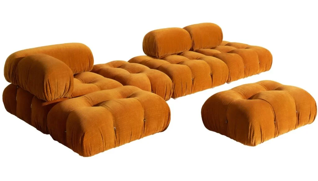 mid-century modern sofa Camaleonda by Mario Bellini in orange